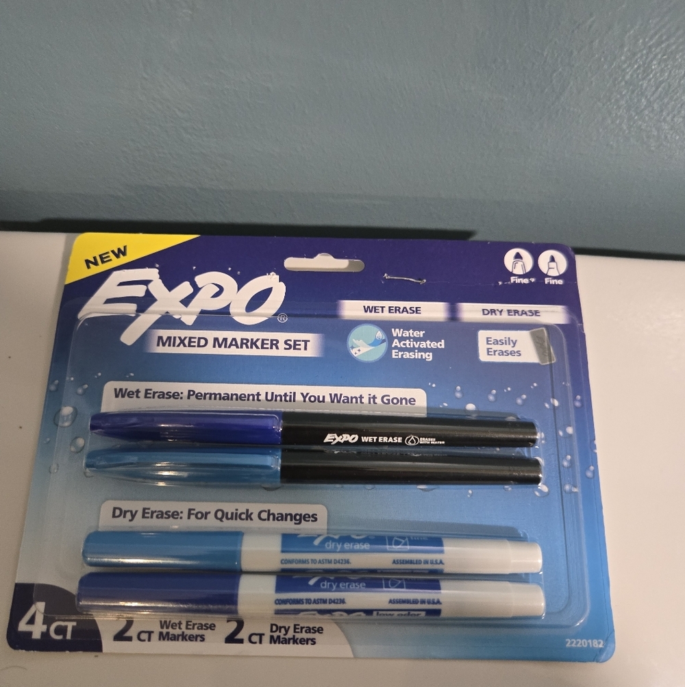 Expo Mixed Marker Set - Black and Blue (4ct*2 Packs)